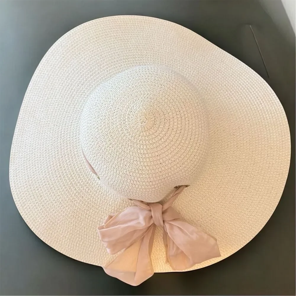 Amazon Women's Ivory Wide Brim Sun Hat w/ Changeable Scarf Medium